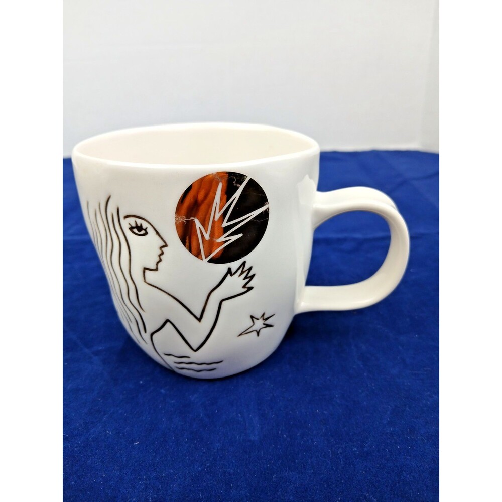 Starbucks 2013 Etched Siren Mermaid Anniversary Mug White Gold Bone China
